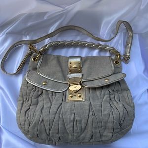 Miu Miu Hobo Coffer Beige Canvas Satchel